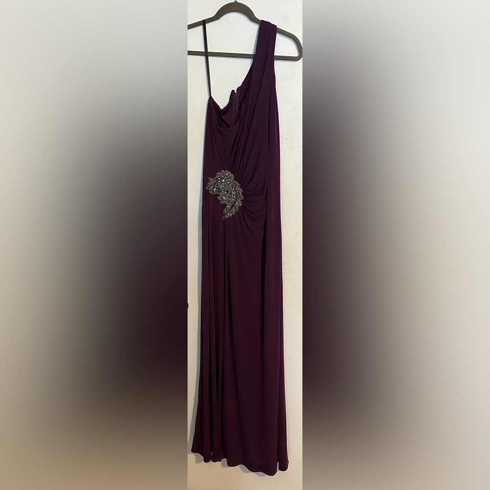 David Meister Purple One Shoulder Dress